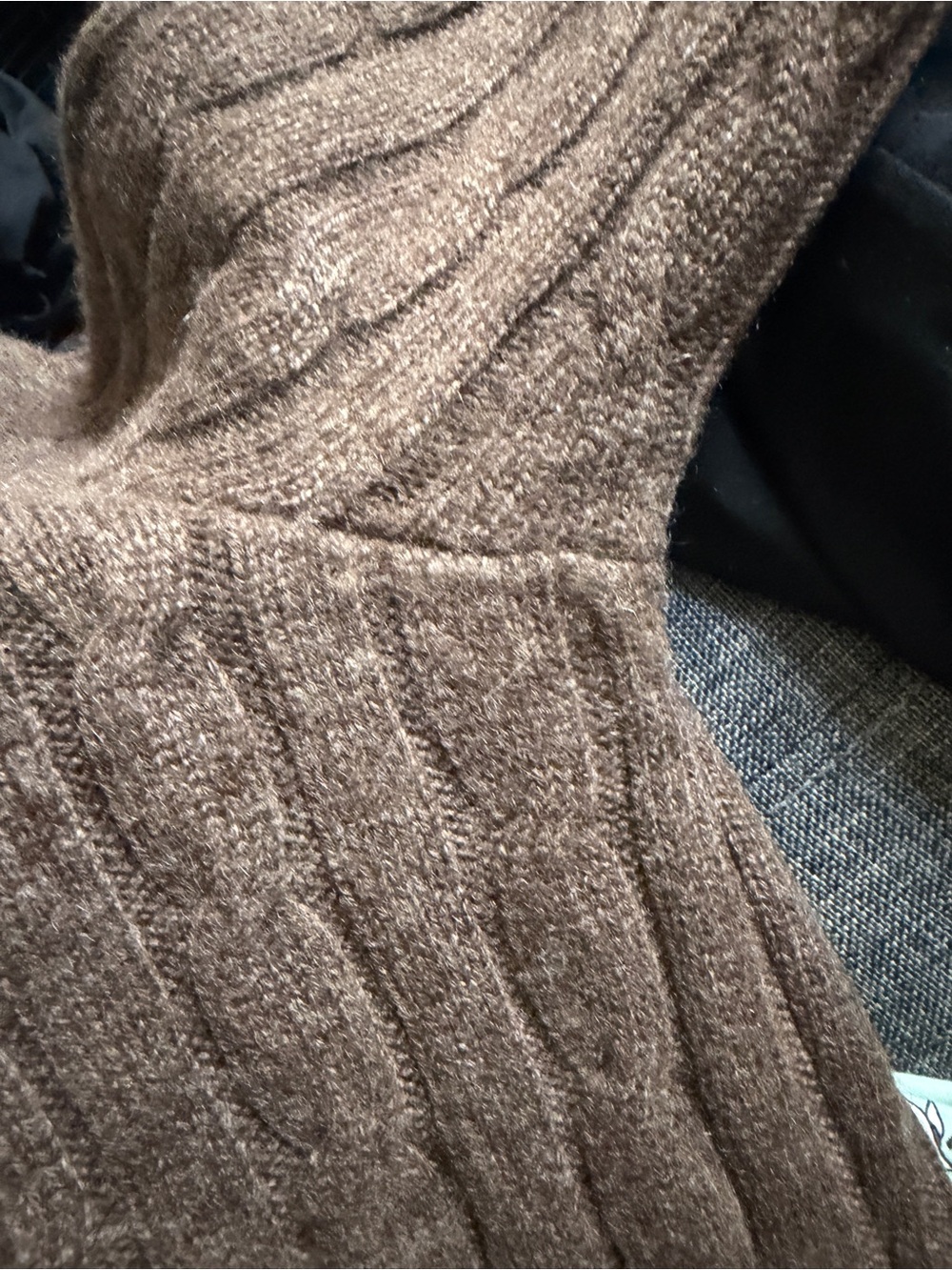 Ralph Lauren Black Label XS 100% cashmere brown cable knit slim fit knit sweater - Picture 6 of 7